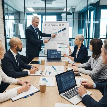 Strategic planning meeting with business consultants
