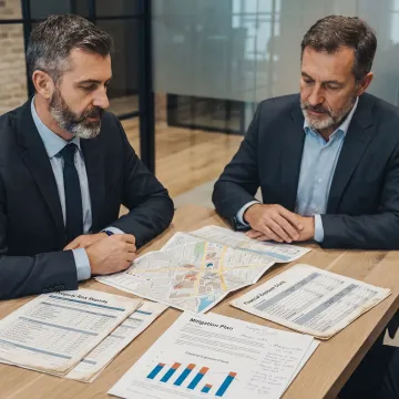Consultant reviewing property risk reports