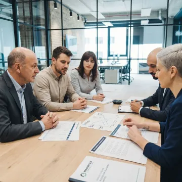 Family business owners meeting with accounting and consulting advisors