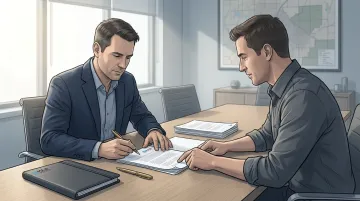 Lender and energy company representatives negotiating easement subordination agreement terms