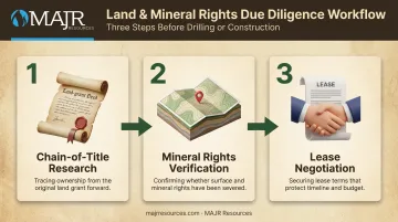 Three-step land and mineral rights due diligence verification process