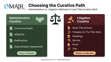 Administrative versus litigation curative title paths comparison chart