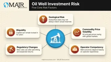 Five key risks of oil well investing including geology price and illiquidity