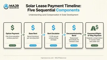 Five components of solar lease payment structure from option to decommissioning