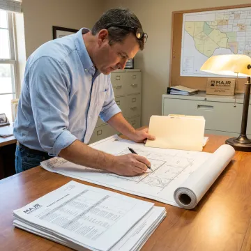 Landman organizing title records and lease maps