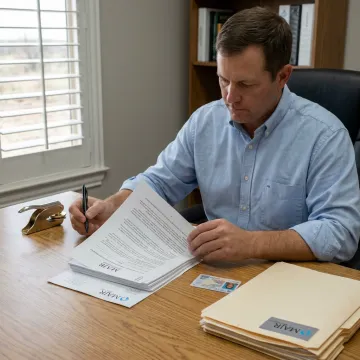 Texas notary reviewing documents