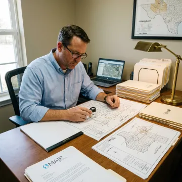 Landman reviewing mineral rights title documents