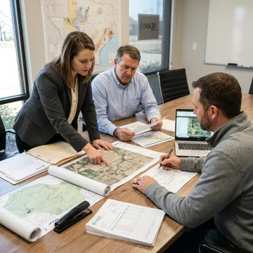 Project managers reviewing energy development plans