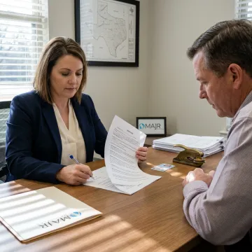 Notary reviewing Texas documents