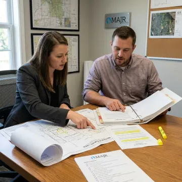 Consultants reviewing due diligence records