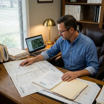 Landman reviewing lease documents