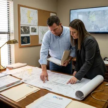 Landman reviewing oil and gas lease records
