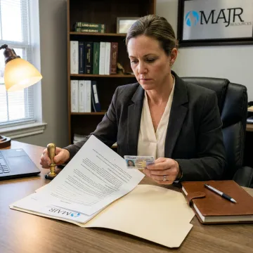 Texas notary reviewing documents