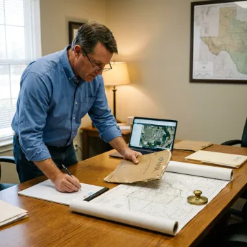 Landman reviewing due diligence records