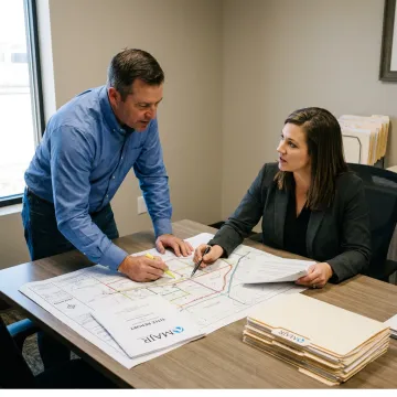 Landman reviewing lease documents