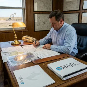Landman reviewing oil and gas lease documents
