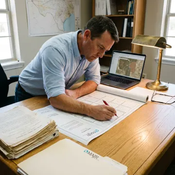Landman reviewing oil and gas title records