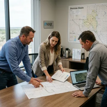 Consultants reviewing pipeline easement plans