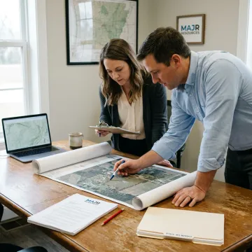 Energy acquisition team reviewing land records