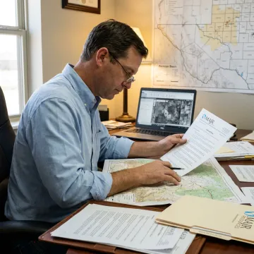 Landman reviewing title records