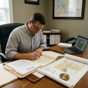 Landman reviewing title records