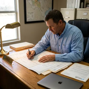 Landman reviewing title records