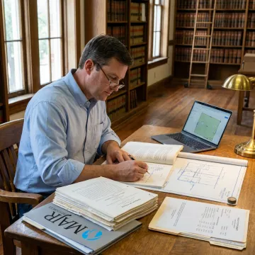 Landman reviewing title records