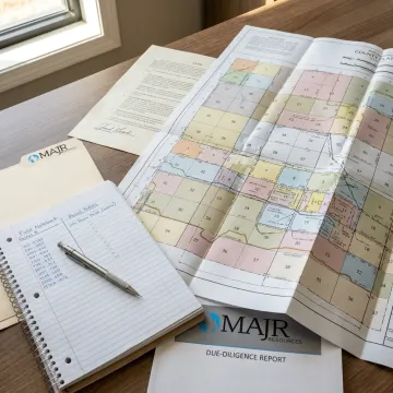 Mineral rights documents and land map
