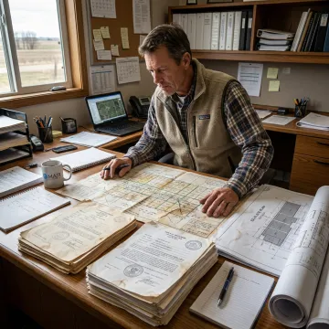 Landman reviewing solar project maps