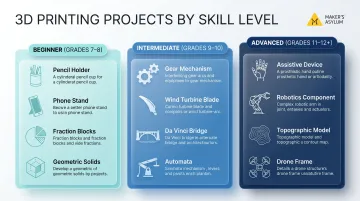 3D printing student projects by skill level beginner intermediate and advanced comparison