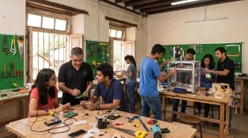 Maker's Asylum students prototyping projects during intensive residency program in Goa makerspace