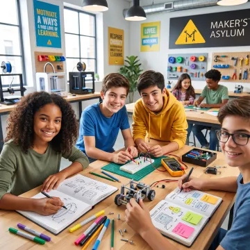 Students following a hands-on maker learning process