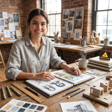 Art student building a portfolio with sketches and prototypes