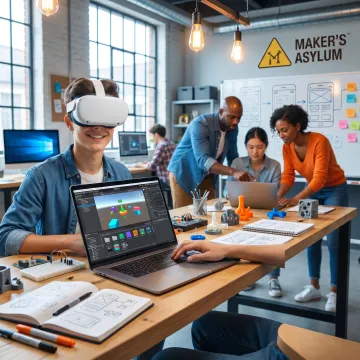 Learner building a virtual reality experience