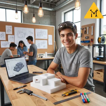 Industrial design student prototyping a portfolio project
