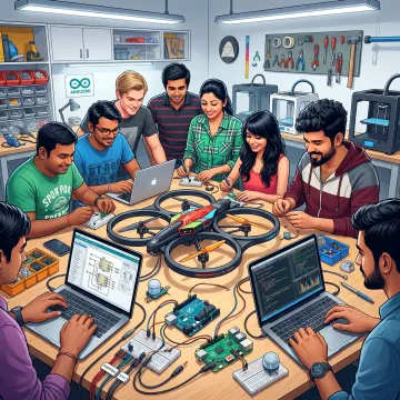 Students building IoT prototypes with sensors and microcontrollers