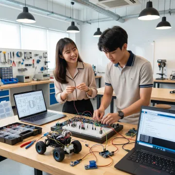 ECE students building an IoT prototype