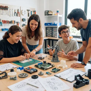 Teens building hands-on STEM projects