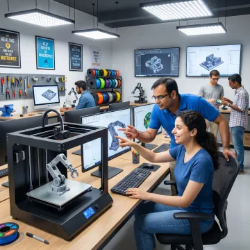 Students learning 3D printing and prototyping