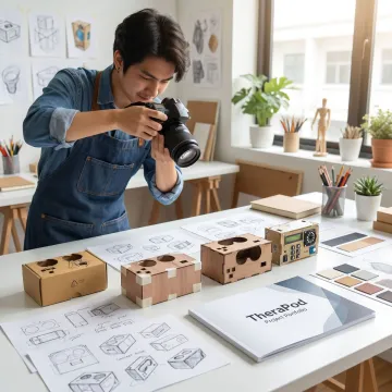 Student documenting creative process for portfolio development
