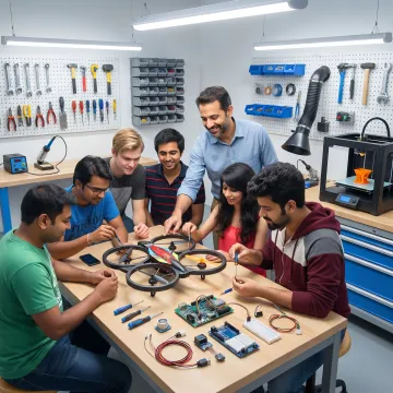 Students participating in a school innovation club