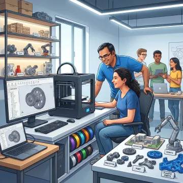 Students learning 3D printing in a makerspace