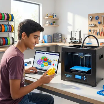 Student designing and printing a prototype