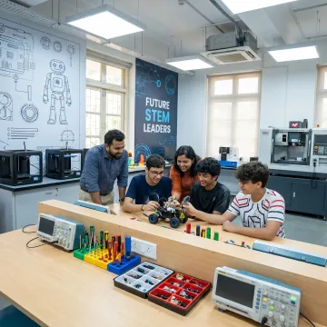 Students building projects in a global innovation program
