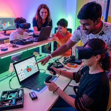 Students learning AR and VR development