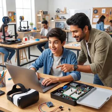 Learner building a VR project with mentor support