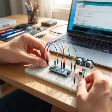 Beginner working on an Arduino electronics project