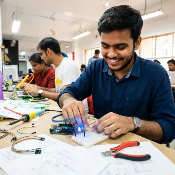 Learner prototyping a hands-on STEAM project