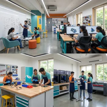 Learners following a hands-on prototyping process