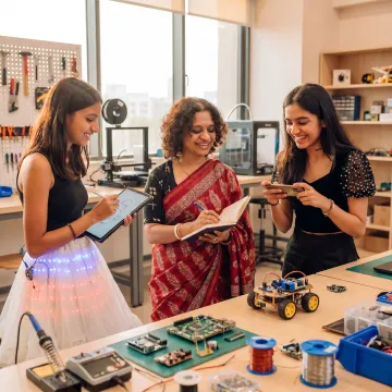 Students progressing through a guided innovation program